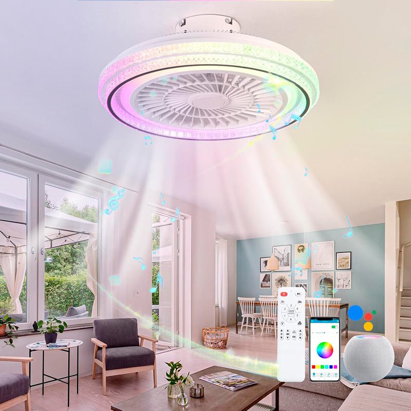 Luyaim RGB Alexa Lámpara De Techo Con Ventilador Y Altavoz Música